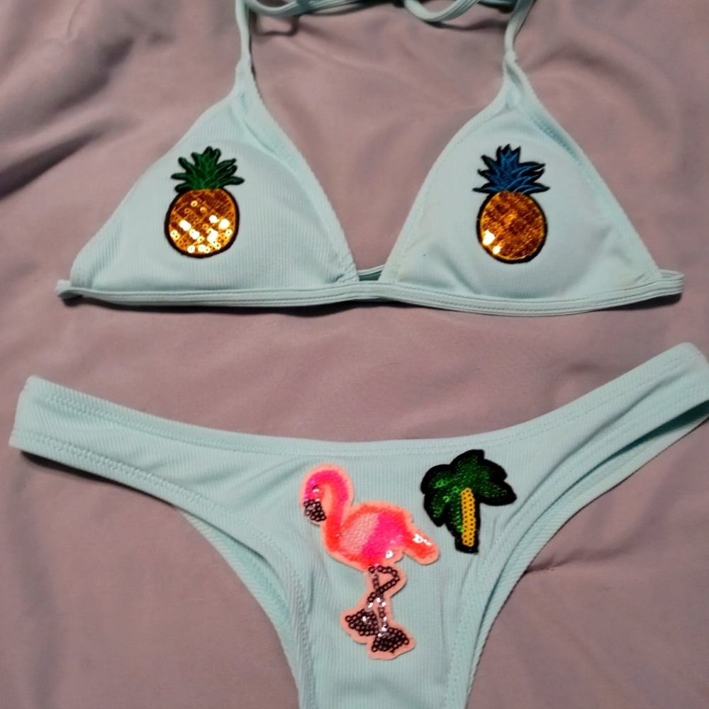 Reworked Tropical Patchwork Bikini